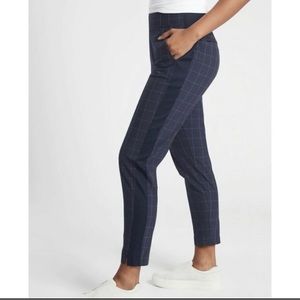 Athleta Brooklyn Textured Ankle Pant in Navy Windowpane Plaid size 20